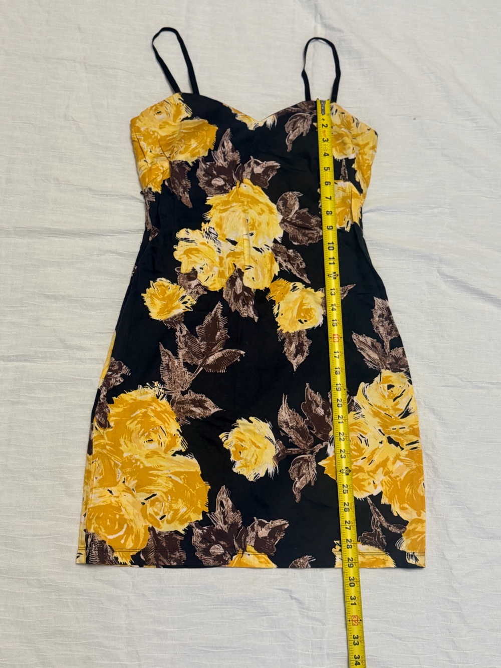 Intrigue Women’s Black Floral Slip Dress Yellow Rose Print Size 8